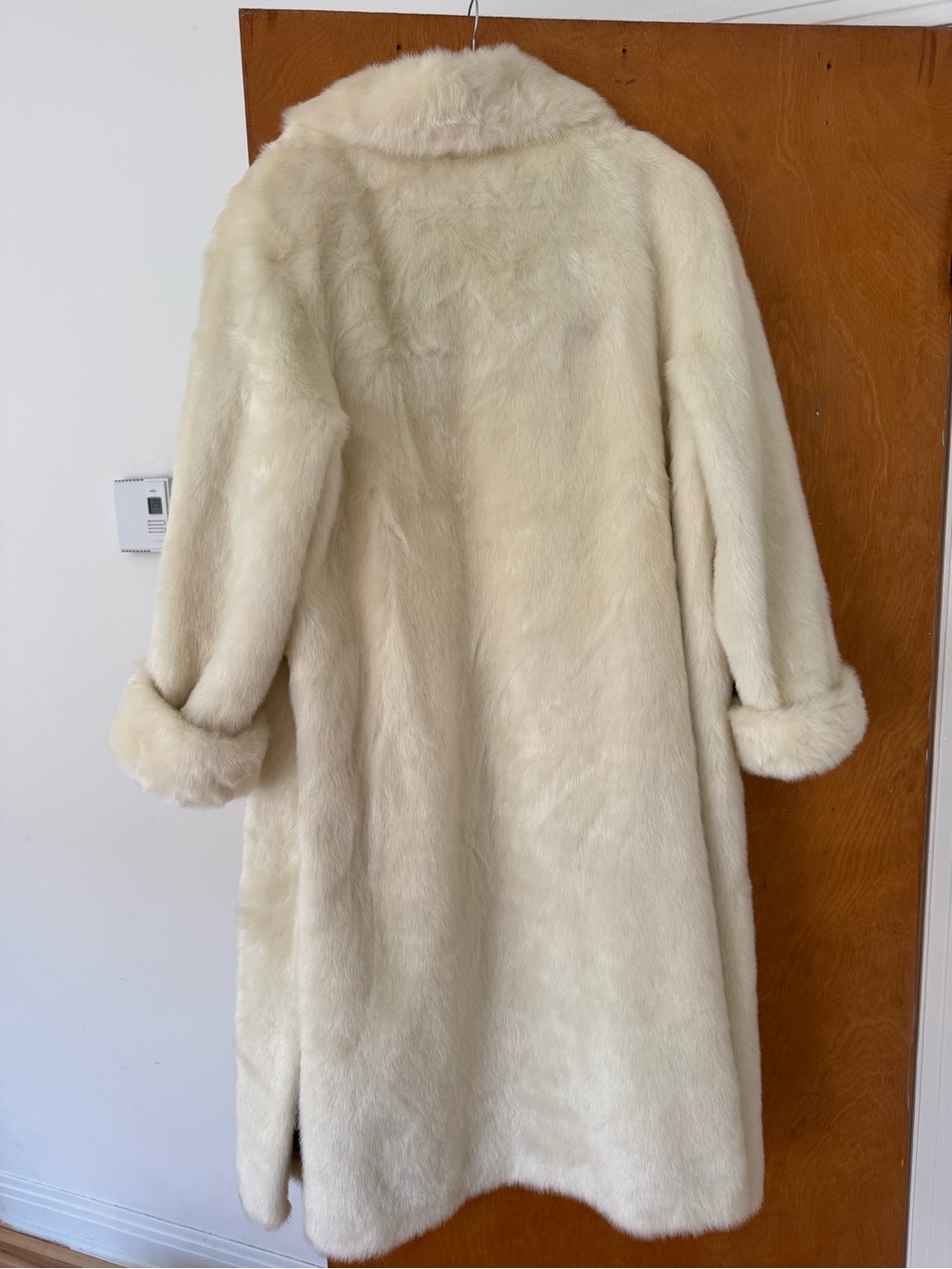 dennis basso Cream Faux Fur Long Peacoat